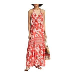 BA&SH Downtown floral-print cotton-gauze maxi dress in coral (H1)
